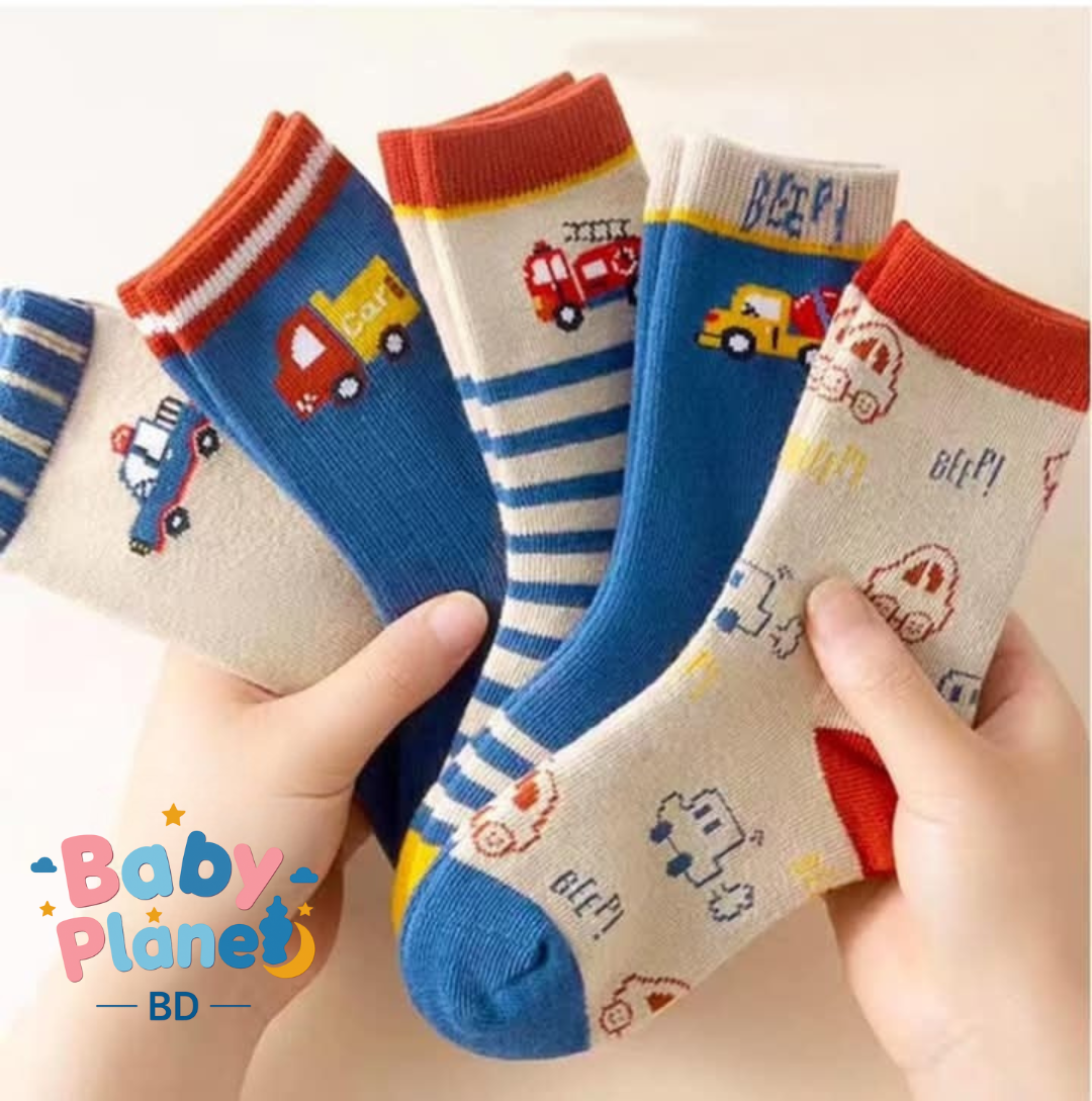 Premium Kids Favorite Design 5 Pairs Socks Set